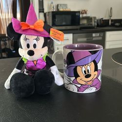 Disney Minnie Mouse Halloween 10-Inch Witch Plush with Mug Gift Set