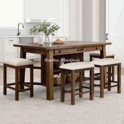 Counter Height Dining Table Set with 4pc Stools