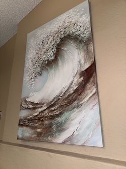Large Textured Ocean Wave Canvas Painting