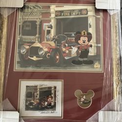 Disney Disneyland Ink & Paint Fireman Mickey Hand Painted Cel
