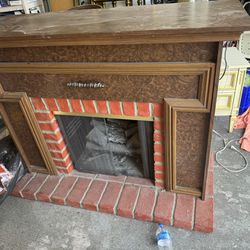 Cool, Vintage Fireplace Radio, Record Player, And Bar