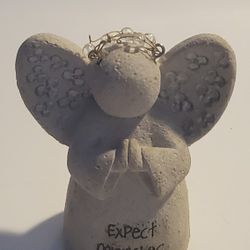 Small Lucky Guardian Angel Expect Miracles Stone Style Minature Statue Figurine 