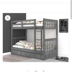 Brand New Twin Over Twin Bunk Bed Gray 