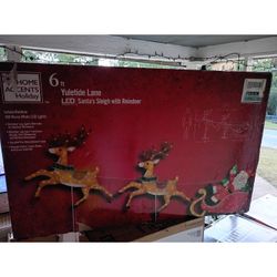 6 ft. LED Santa Sleigh with Reindeer Yuletide Lane Christmas Yard Decoration 2 Available