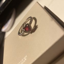 Pandora Elevated Red Heart Ring