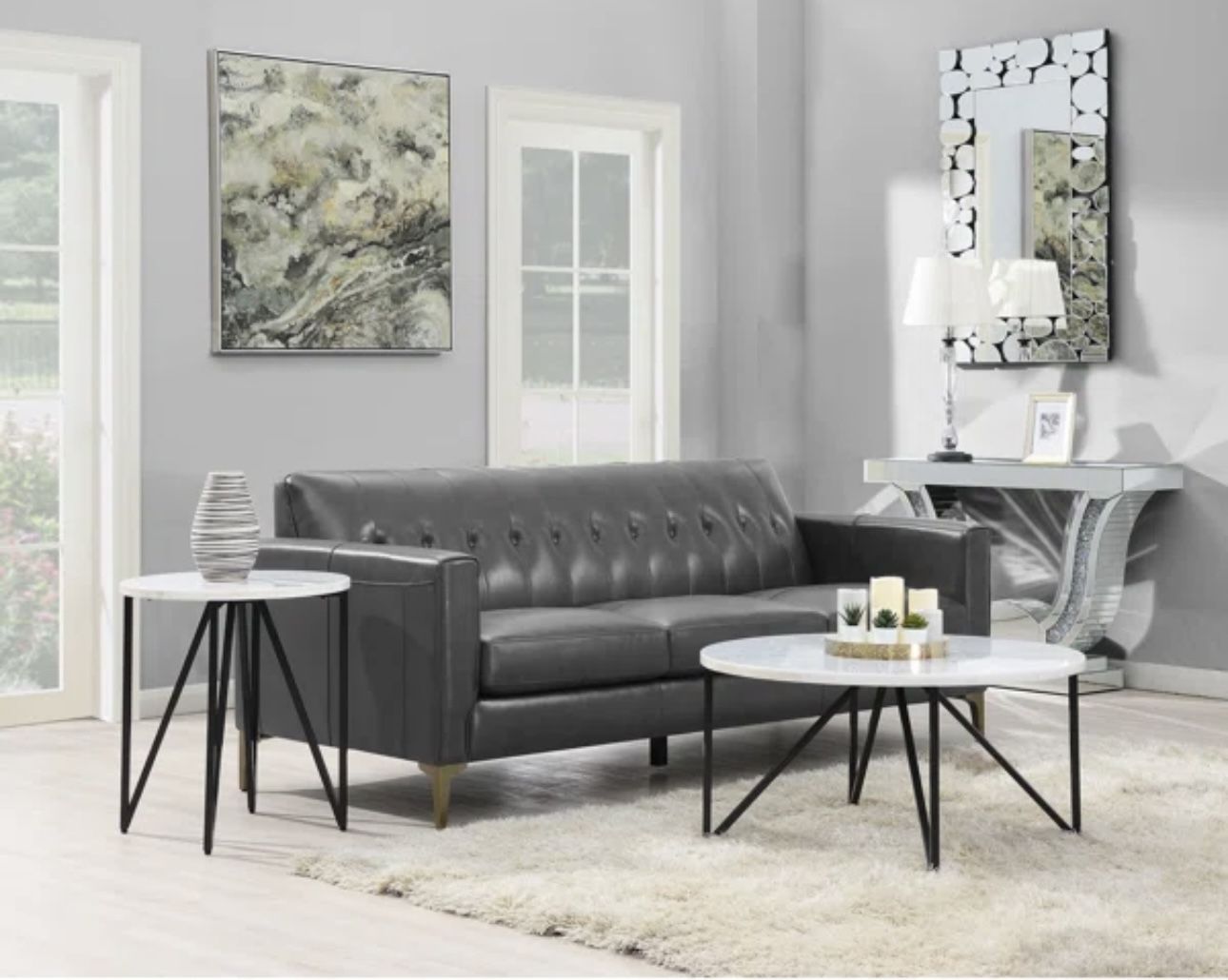 Marble Coffee Table + End Table 