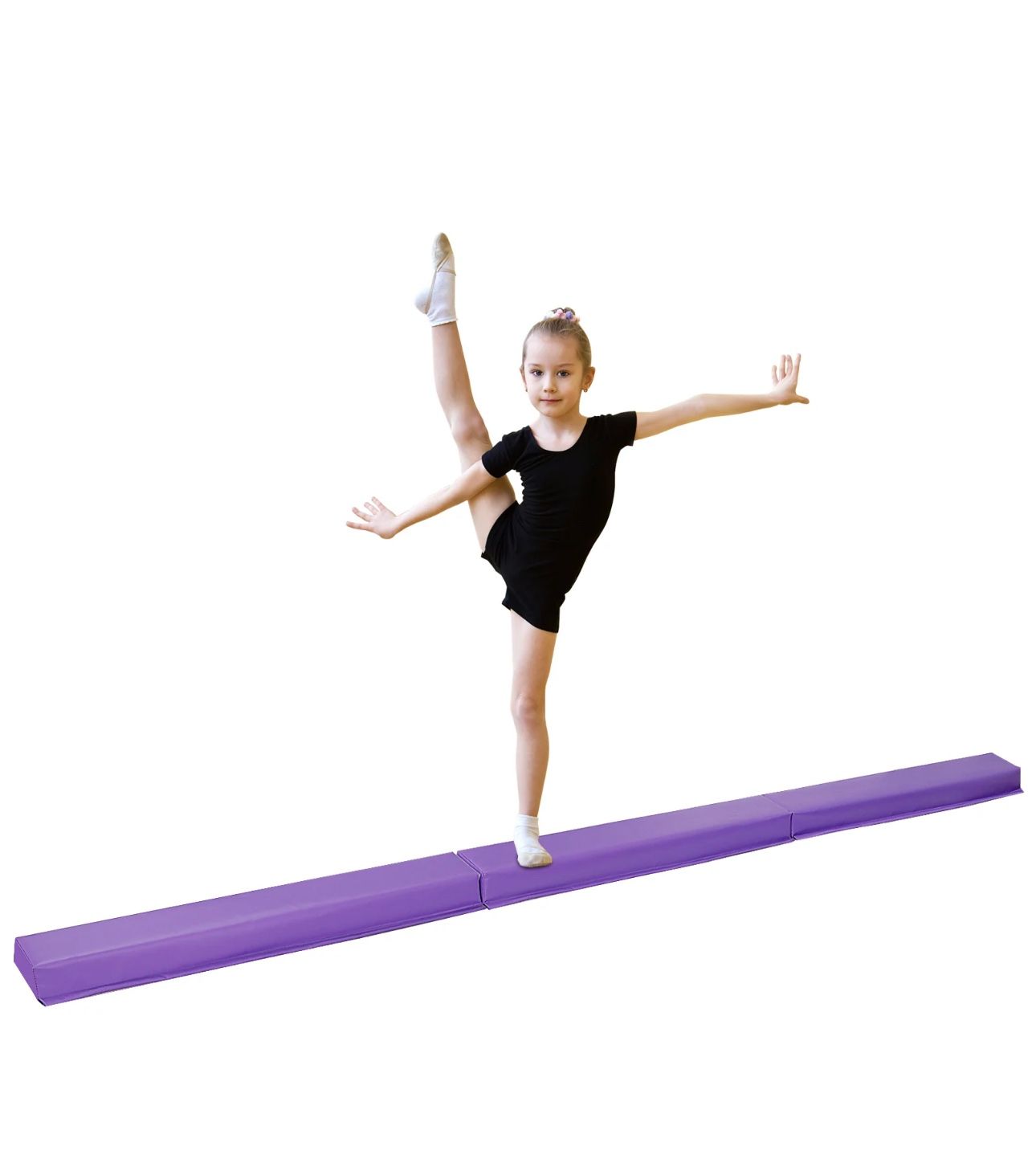 9ft Folding Gymnastic Balance Beam Bar Foam Low Floor Extra Firm Balance Walking Beams