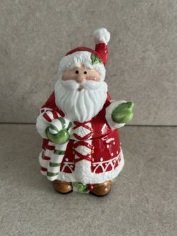 Fitz and Floyd Christmas Candy Cane Santa Figurine