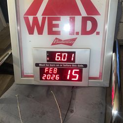 ORIGINAL BUDWEISER W.E.I.D. ELECTRONIC ID CHECKER SIGN  rare/discontinued