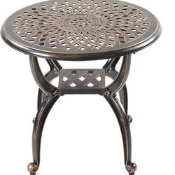 20.75" Resistant Cast Aluminum Outdoor Patio Table, Weather Resistant