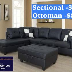 Brand New Black Sectional Sofa Couch 