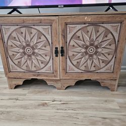 TV Stand / Storage Accent Cabinet, Antigua Chestnut Finish 
