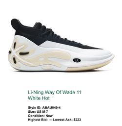 Li-Ning Way Of Wade 11 White Hot Men’s Sz 7