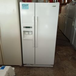 SALE Beautiful Whirlpool Side By Side Refrigerator White 34" . Warranty . Delivery Available . 2203 Fowler St. 33901