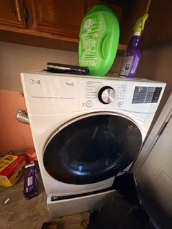 LG ThinQ Front-Load Dryer with Pedestal