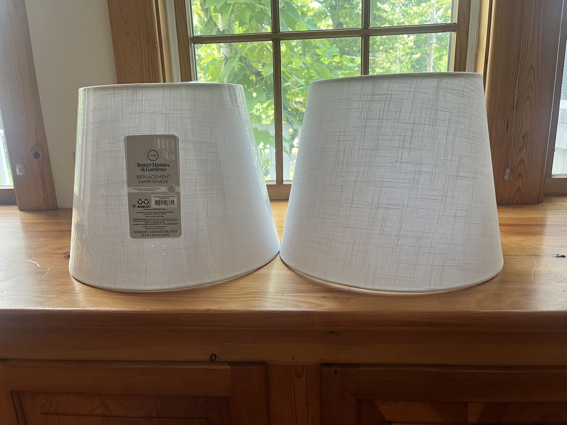 2 White Linen Lampshades