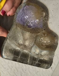 Blenko glass bookend bears