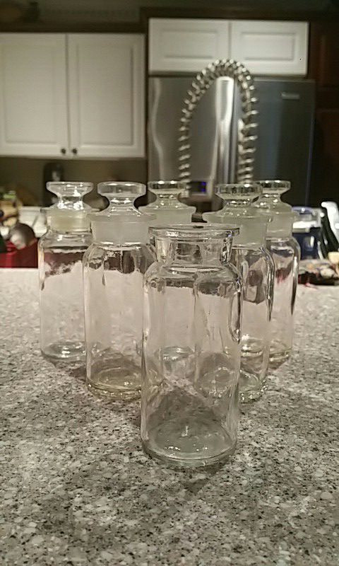 6 Cute Vintage Glass Spice Jars