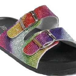 H2K Women Rainbow Glitter Sandals Size 11