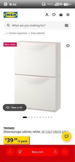 IKEA TRONES Shoe Storage Cabinet White 2 Pack