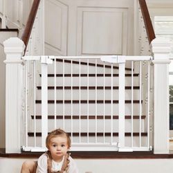 Mom's Choice Awards Winner-Cumbor 29.7-46" Baby Gate for Stairs, Auto Close Dog Gate for the House, Easy Install Pressure Mounted Pet Gates for Doorwa