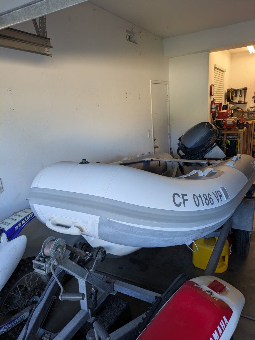 Super Clean Aluminum Hall Inflatable Dinghy With 15 HP Yamaha Outboard