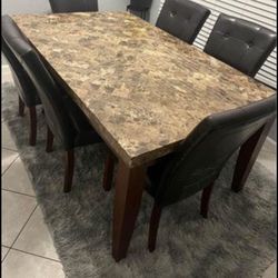 Granite/Marble Dining Table With 6 Chairs