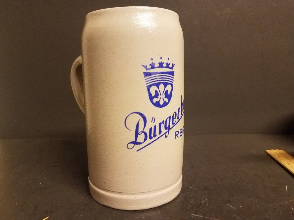 German Wurzburger Burgerbrau stoneware Large beer stein mug