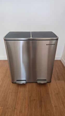 SONGMICS Dual Compartment Stainless Steel Step Trash Can