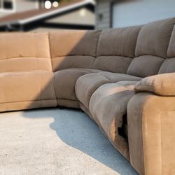 U Curved Tan Reclining Sectional Couch “WE DELIVER”