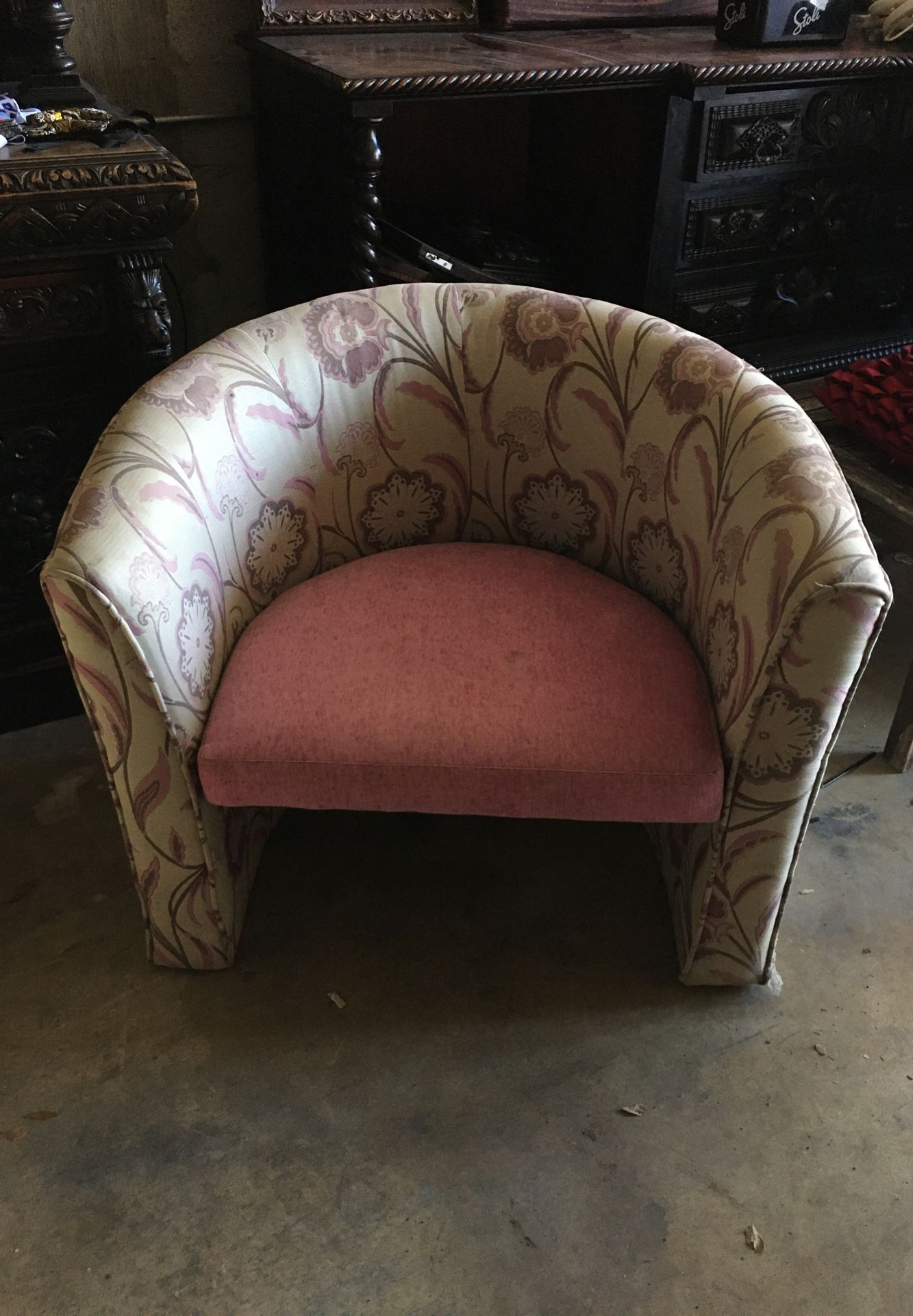 Barrel Chair, Floral Print-Nice Quality-Little Haiti Warehouse Liquidation-Bryce LeVan Cushing Liquidator