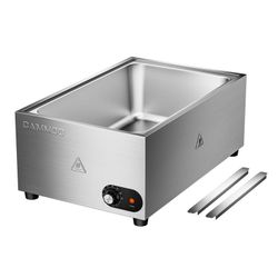 1200w Electric Steam Table Food Warmer, Bain Marie 86~185°f Adjustable Temp, Countertop Stainless Steel Buffet Steam, Commercial Food Steamer For Cate