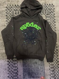Sp5der Hoodie Brown Green Graphic