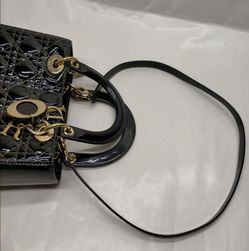 Christian Dior Hand Bag Black Patent leather