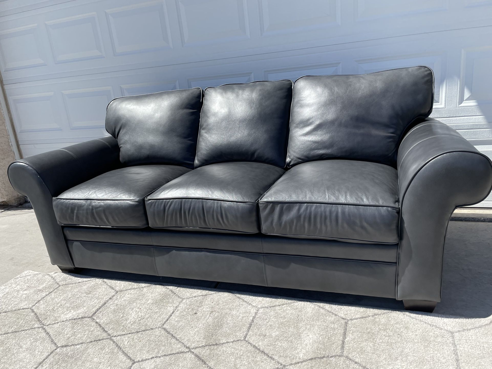 Like New Gray Leather 84" Sofa