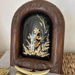 Vintage 1970’s handcrafted in Maui by Saburo Inc. using actual Hawaiian flowers and leaves 24K gold-dipped/gold-plated Ferns Floral Artwork Art Signed