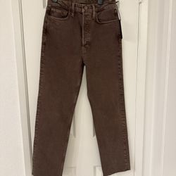 Re/Done Washed Chocolate 90’s High Rise Loose Jeans Size 26, Raw Hem, New with Flaw