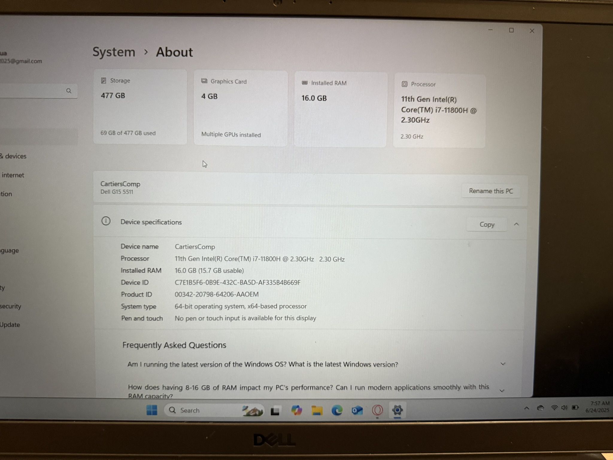 Dell G15 5511