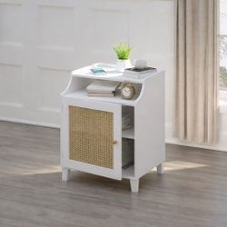Nightstand with Charging Station, Nightstand with Adjustable Storage Shelf&Solid Wood Legs, Side Table, Bedside Tables