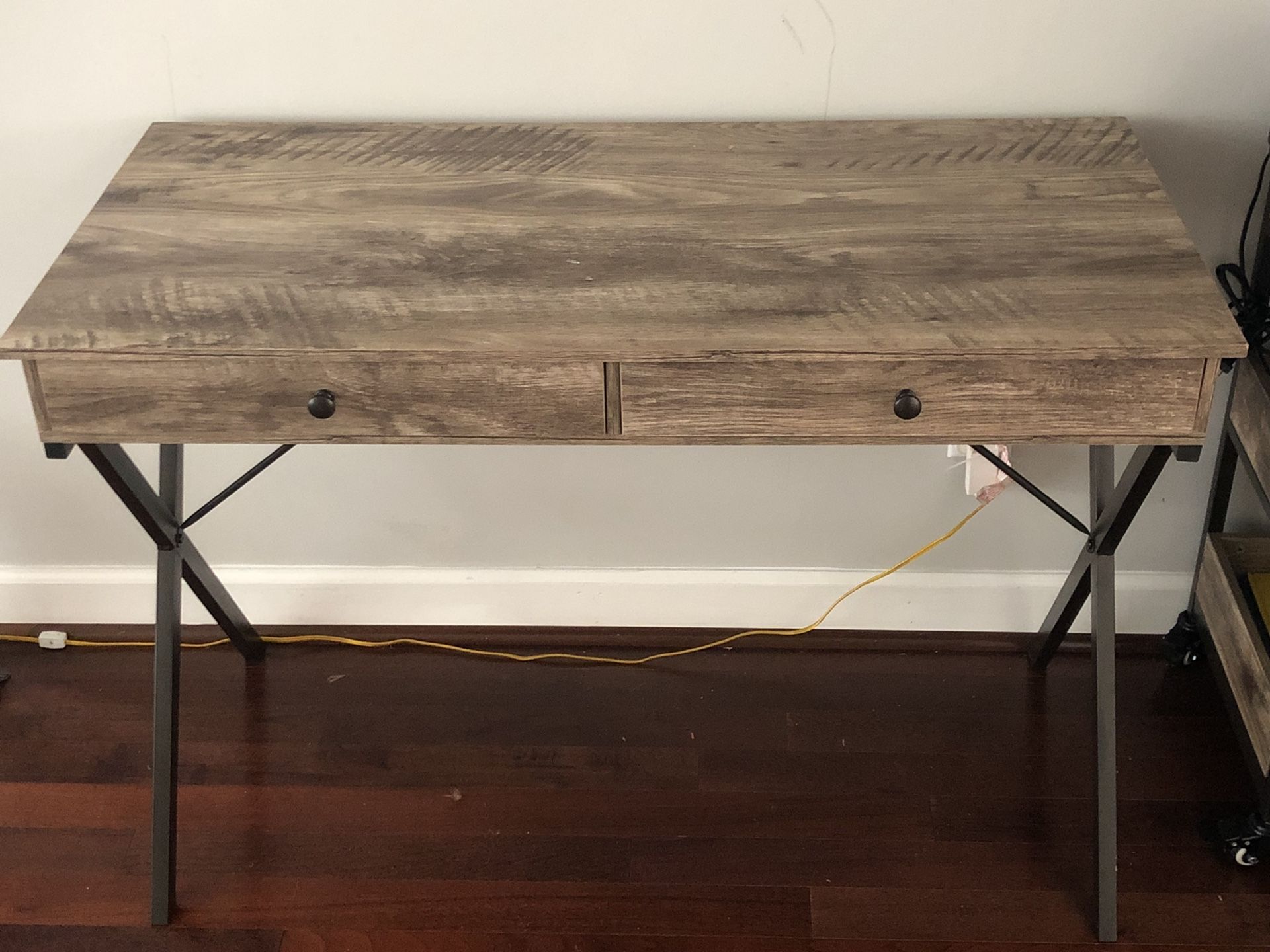 Stratford Rustic Writing Desk with Rolling Storage Cart