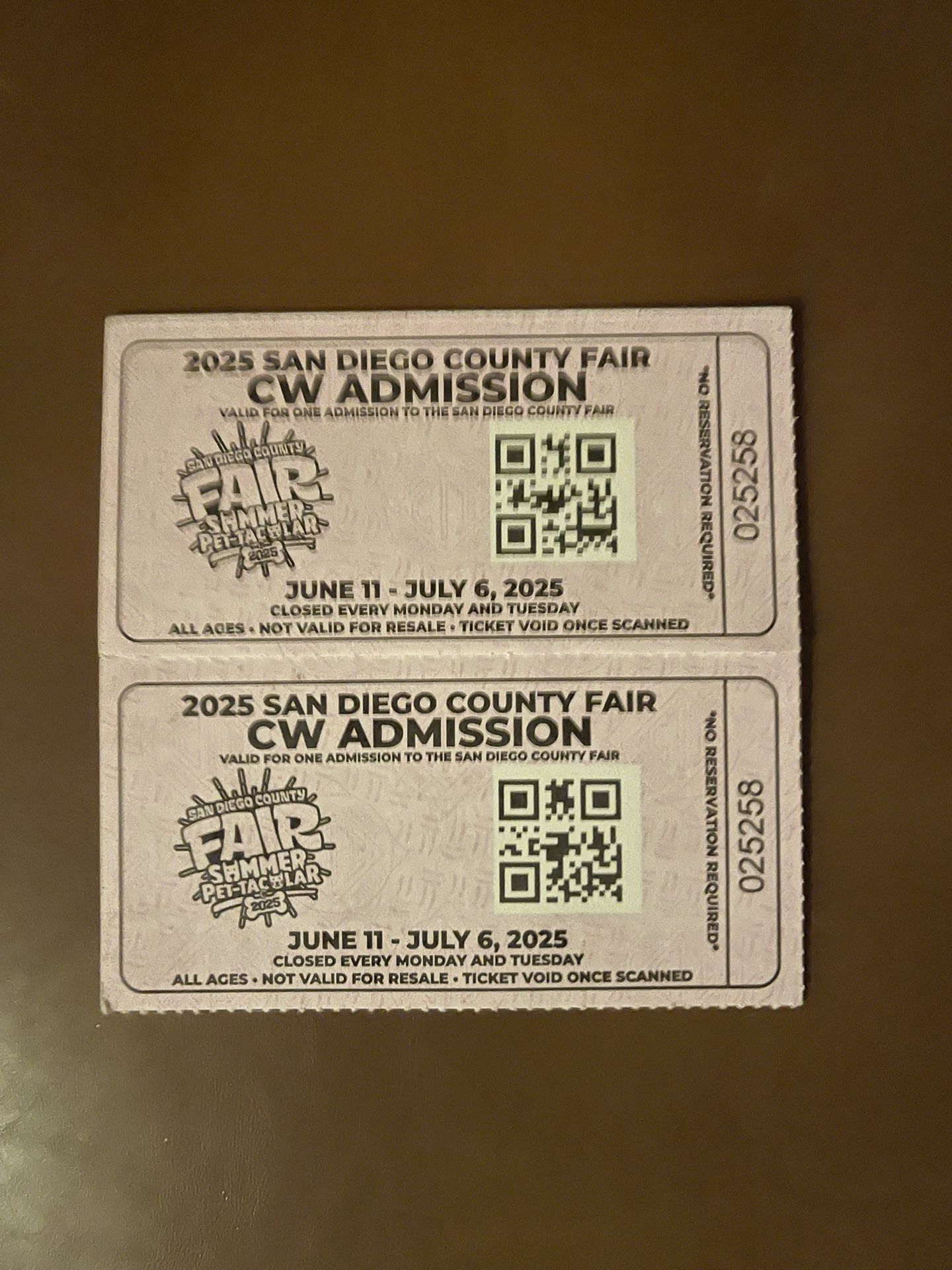 Del Mar fair ticket X 2