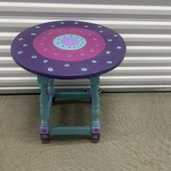 Solid Wood child activity table End Table stencil painted hardwood Side Table . Used in good condition with minor cosmetic blemishes. These blemishes 