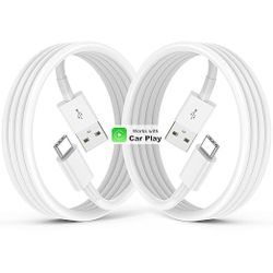 NEW 2pc Pack 3ft Carplay Cord Fast Charging for iPhone 17-16-15 Air Plus Pro Max