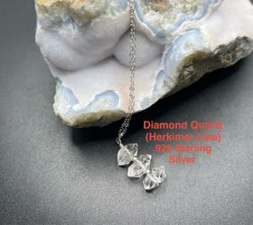 Diamond Quartz (Herkimer Like) .925 Sterling Silver Pendant Necklace (18in)