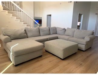 Large Gray Sectional Sofa with Ottoman