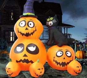 Halloween Inflatables, 6ft Pumpkin and Cat