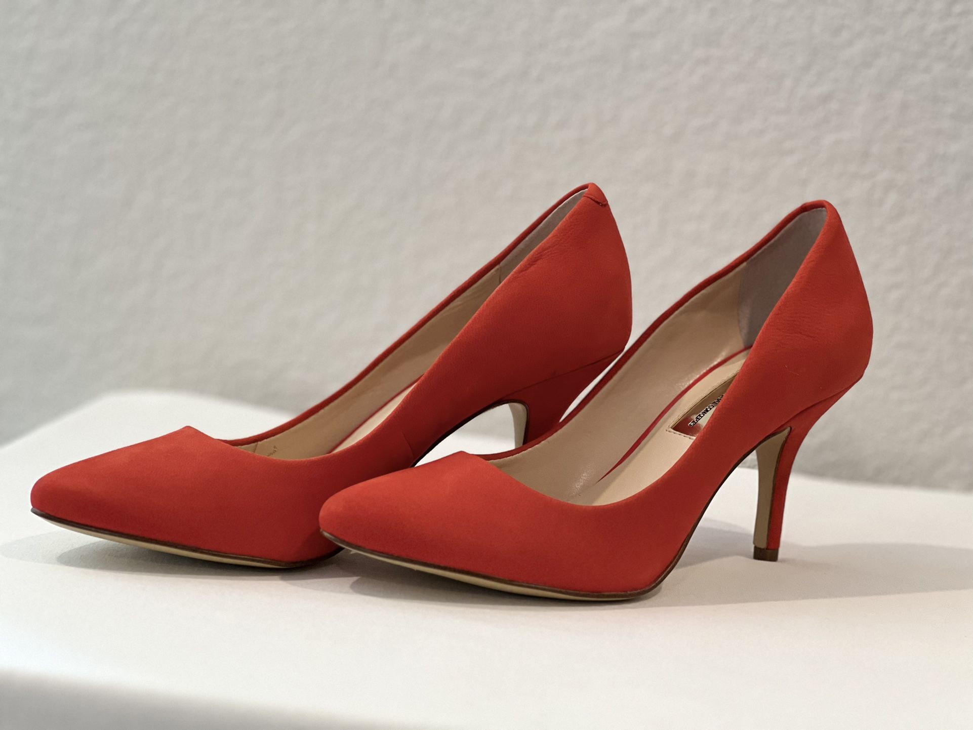Inc International Concepts Shoes | Inc Zitah Pointed Toe Suede Pumps In Tangerine Red, Sz 6 
