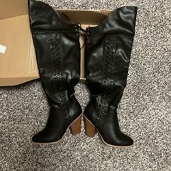 Leather High Heels Boots 