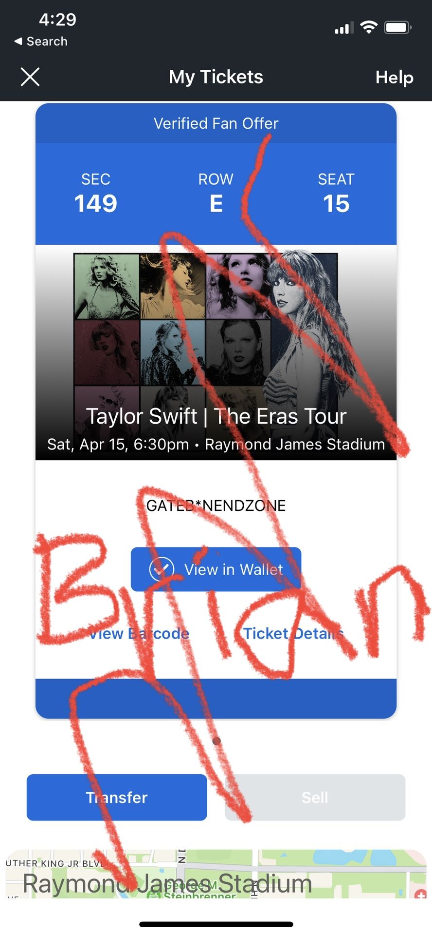 Taylor Swift Tickets Tampa Concert Sat April 15 4/15 Section 149 Row E **LOWER BOWL AMAZING VIEW**