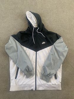 Nike Windrunner Windbreaker Jacket White Grey Full Zip Hooded Size Large
